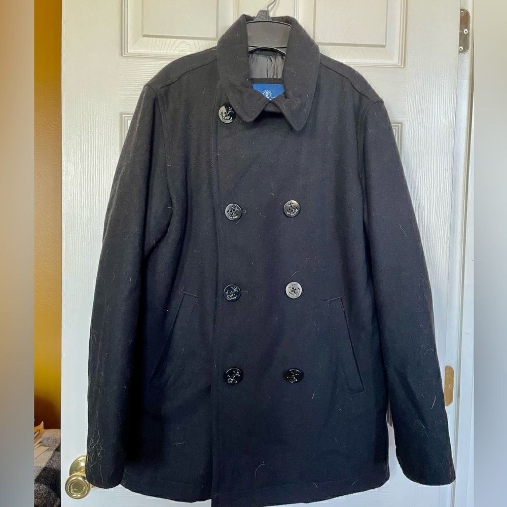 BLACK PEACOAT BY OLD NAVY MEDIUM EXCELLENT CONDITION - Picture 4 of 9